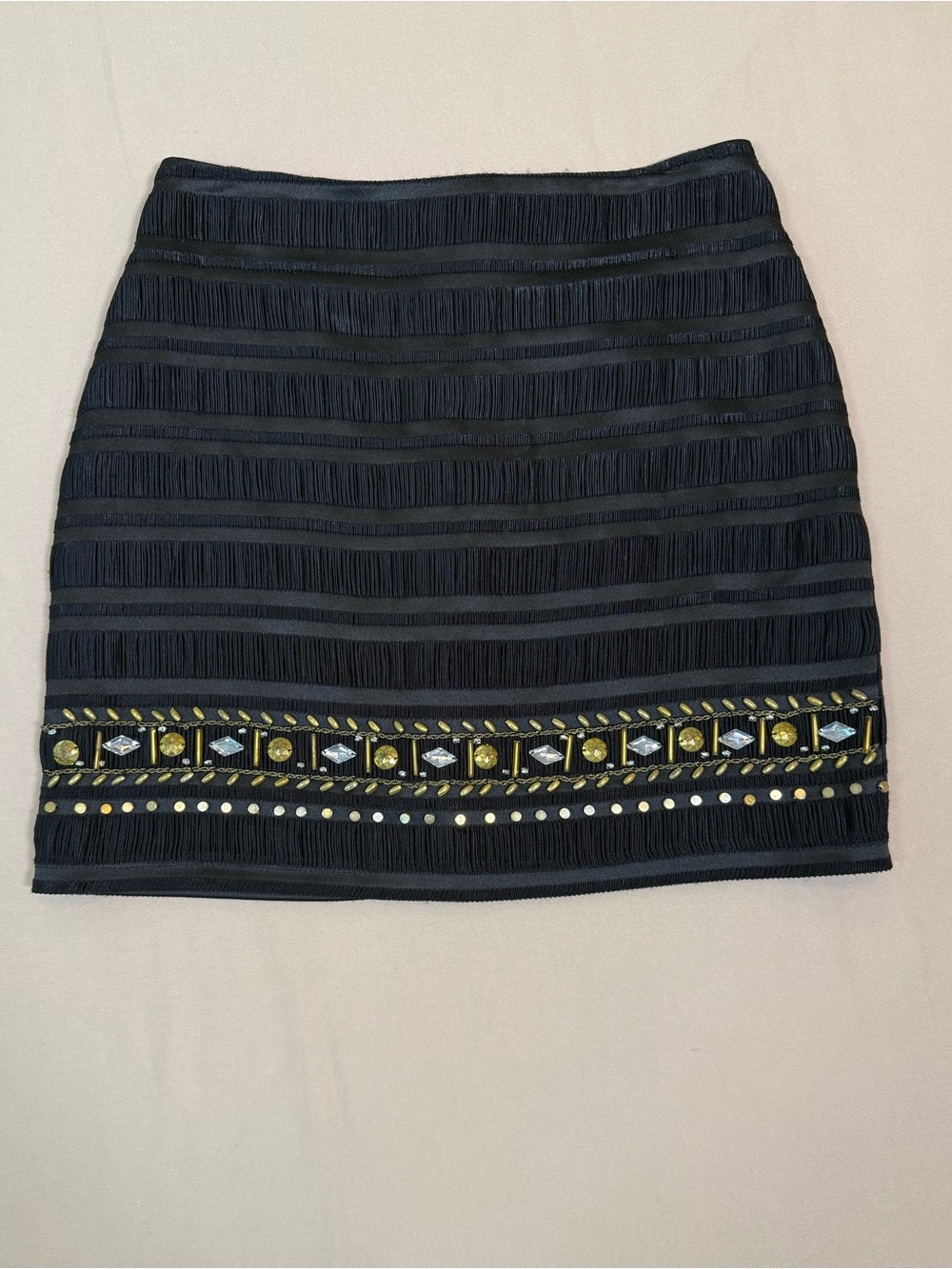 Ya Los Angeles Y2K Mini Skirt,  Gold & Silver Embellished, Beaded Hem, Small.